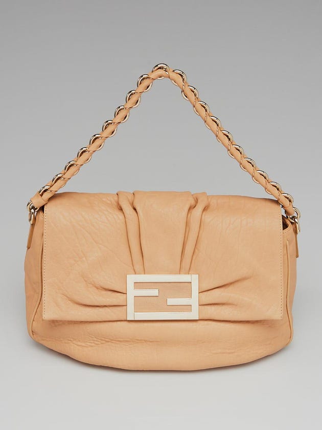Fendi Beige Borsa Leather Mia Flap Shoulder Bag 8BR614