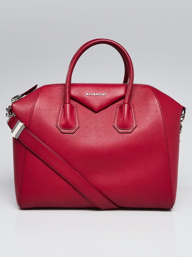 Givenchy Deep Red Sugar Goatskin Leather Medium Antigona Bag