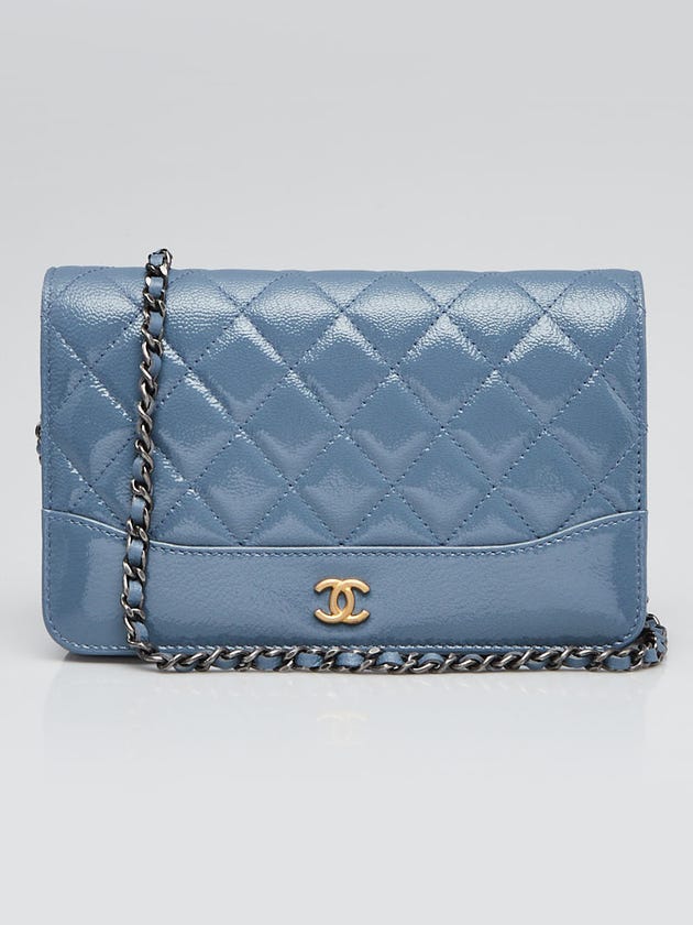 Chanel Blue Quilted Patent and Aged Calfskin Leather Gabrielle WOC Clutch bag