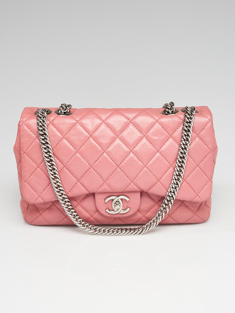 Chanel Pink Quilted Lambskin Leather Bijoux Chain Jumbo Single Flap Bag -  Yoogi's Closet
