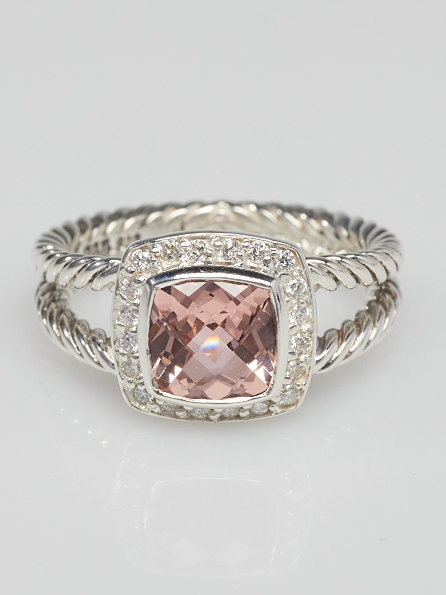 David Yurman 7mm Morganite with Diamonds and Sterling Silver
