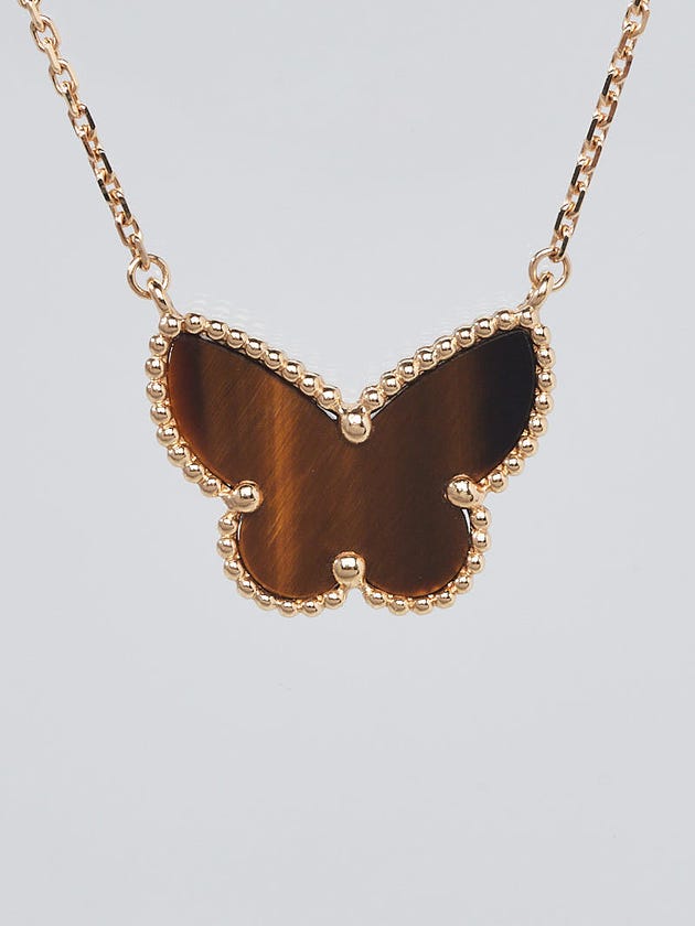 Van Cleef Arpels 18k Yellow Gold and Tiger's Eye Lucky Alhambra