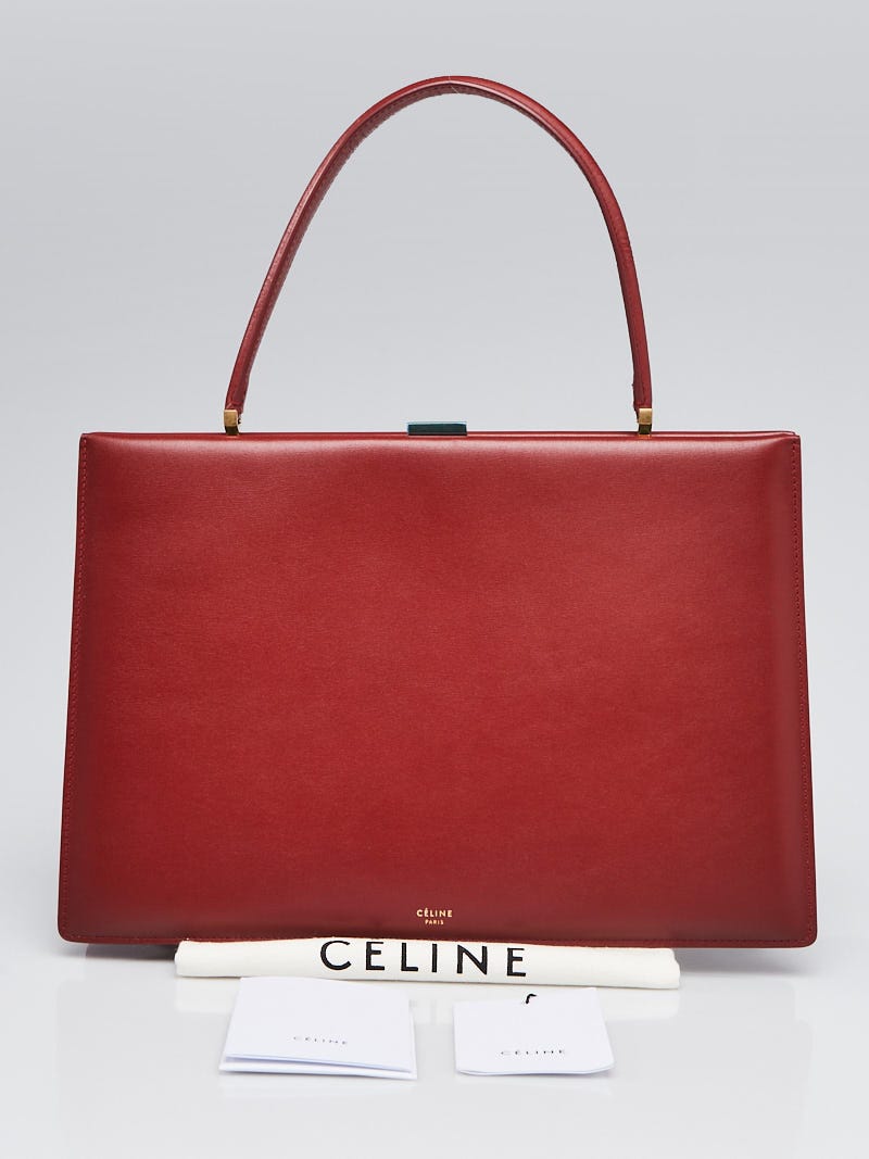 Celine Red Leather Top Handle Clasp Bag | Yoogi's Closet
