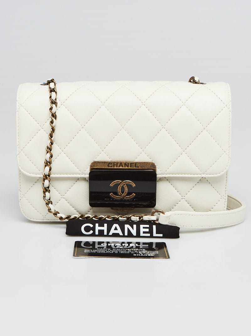 Chanel White Quilted Sheepskin Leather Beauty Lock Mini Flap Bag - Yoogi's  Closet