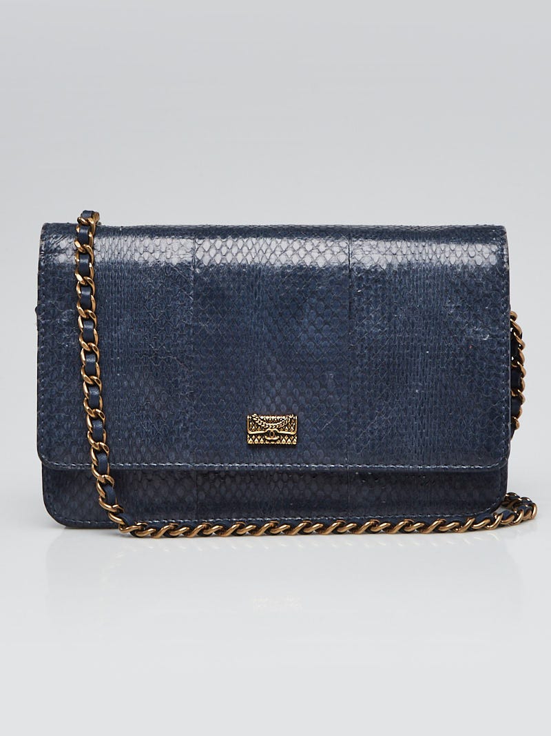 Chanel Blue Python WOC Clutch Bag - Yoogi's Closet