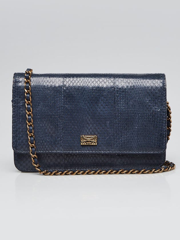 Chanel Blue Python WOC Clutch Bag
