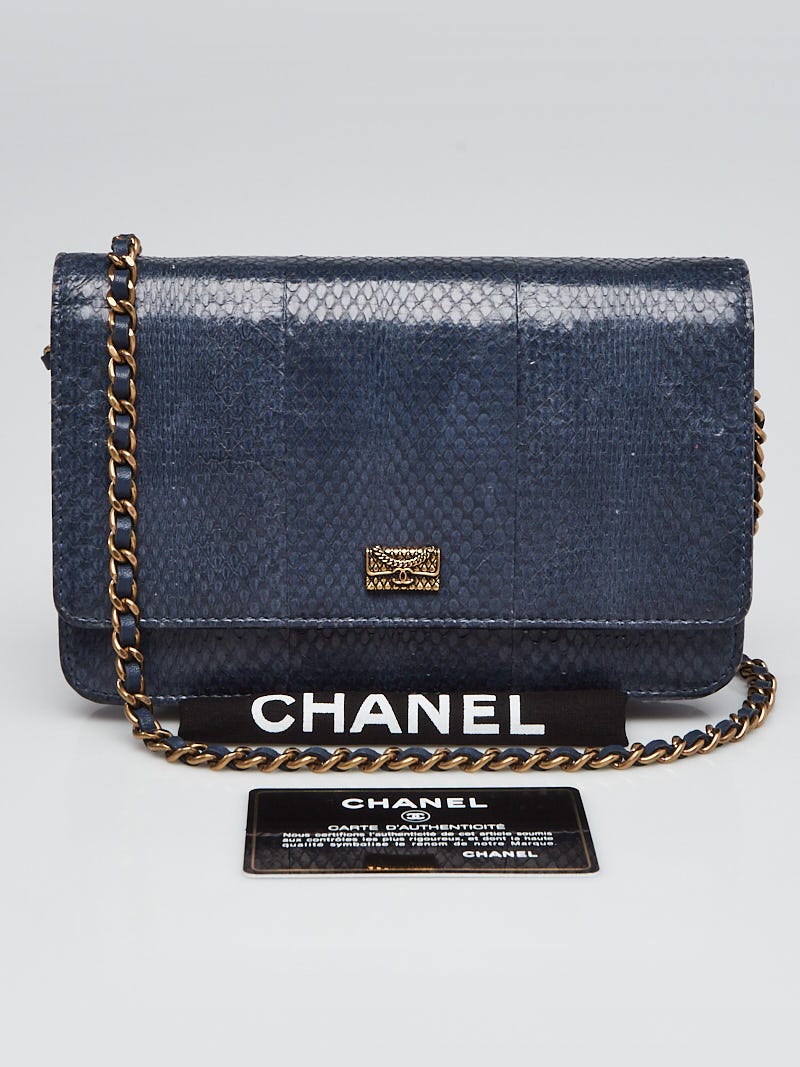 Chanel Blue Python WOC Clutch Bag - Yoogi's Closet