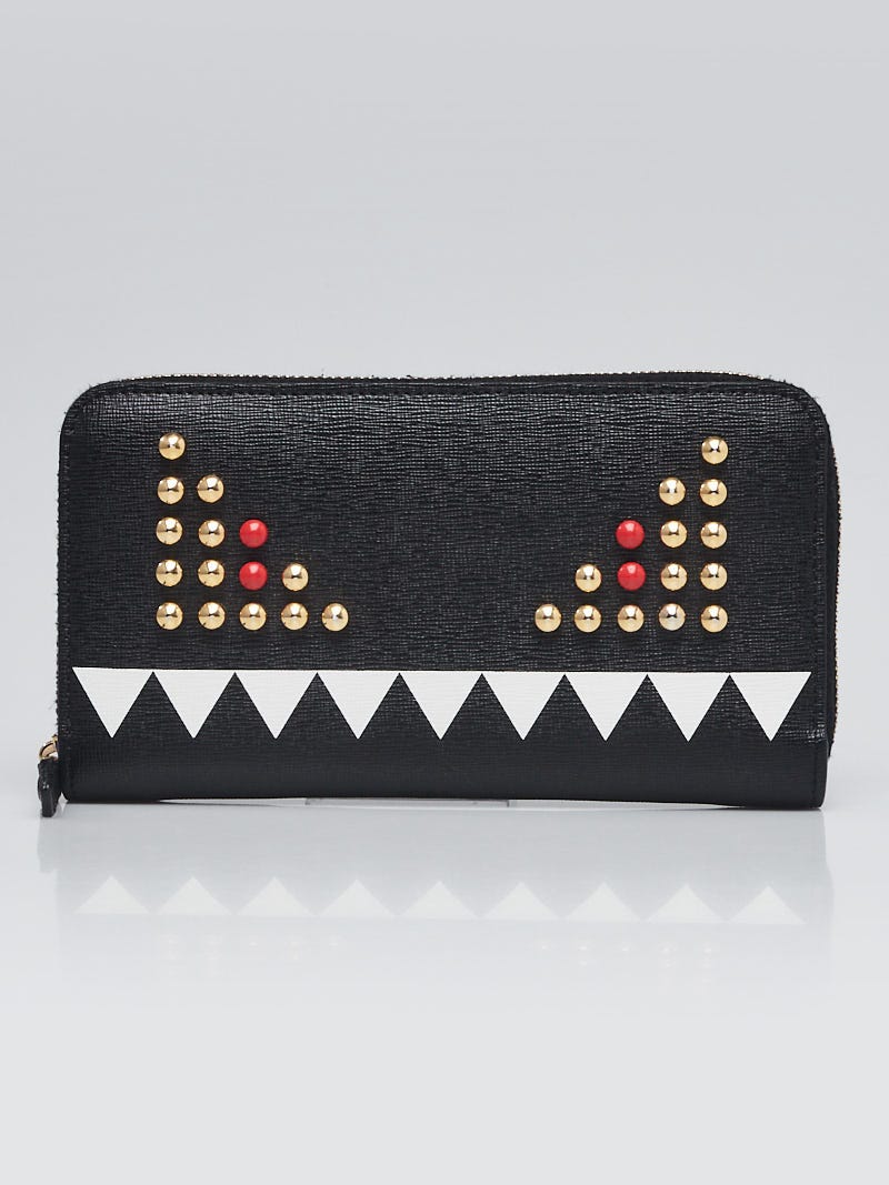 Fendi Monster Continental Wallet on Chain Studded Leather at
