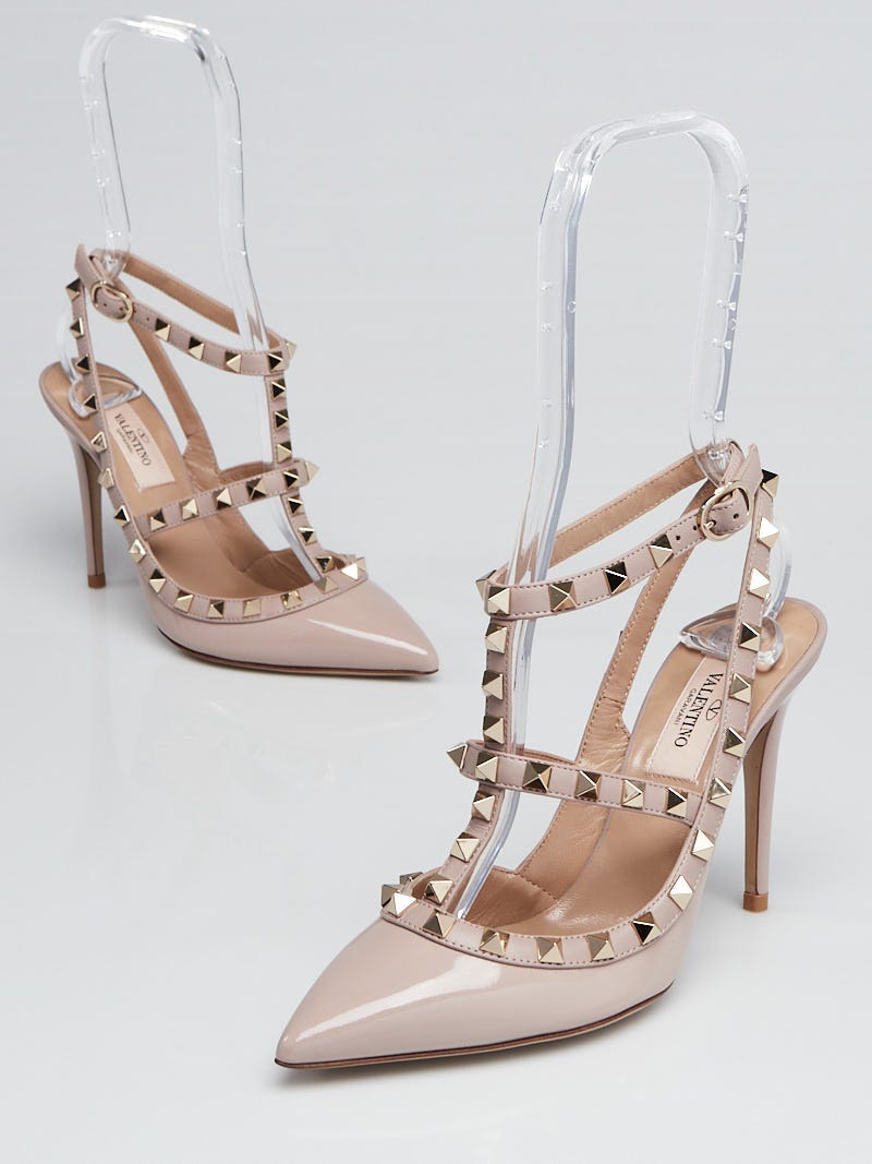VALENTINO Ballerina Rockstud pumps shoes Beige gold 35.5