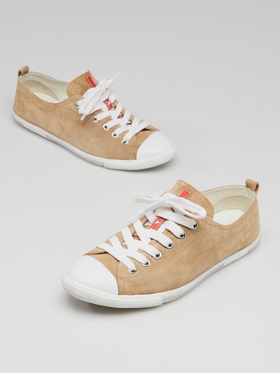 Prada Brown Suede and Rubber Cap Toe Sneakers Size /39 - Yoogi's Closet