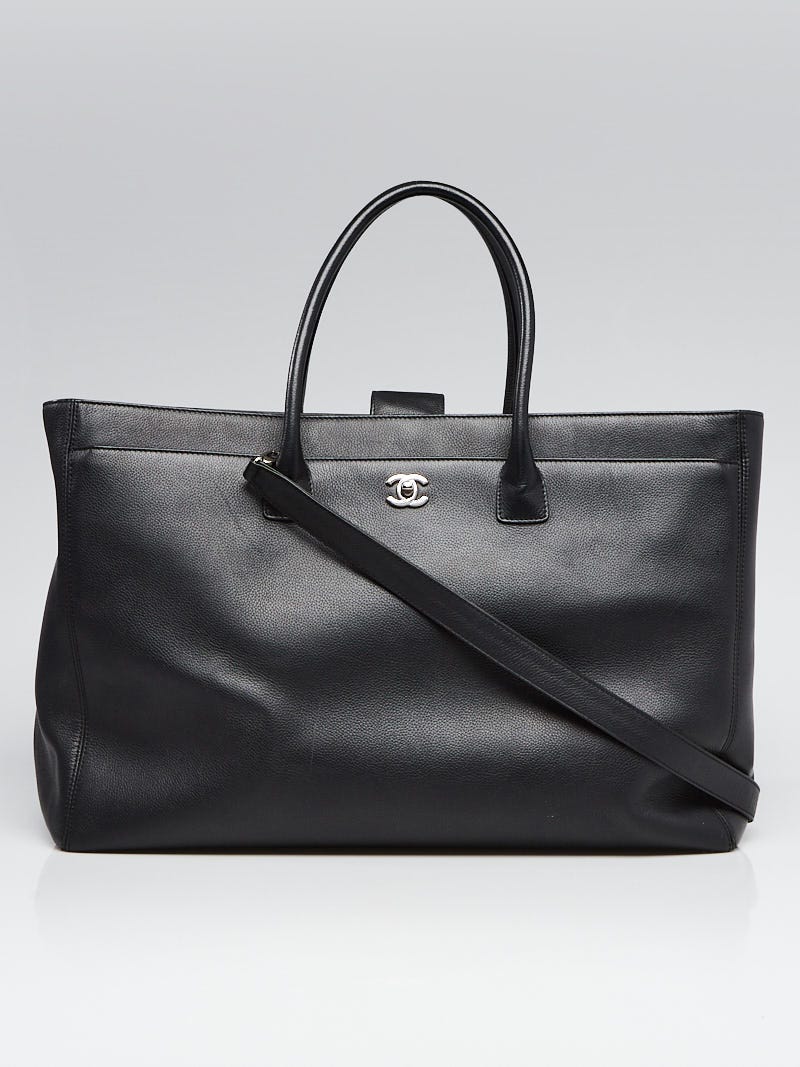 Chanel Black Pebbled Leather XXL Executive Cerf Tote Bag - Yoogi's Closet