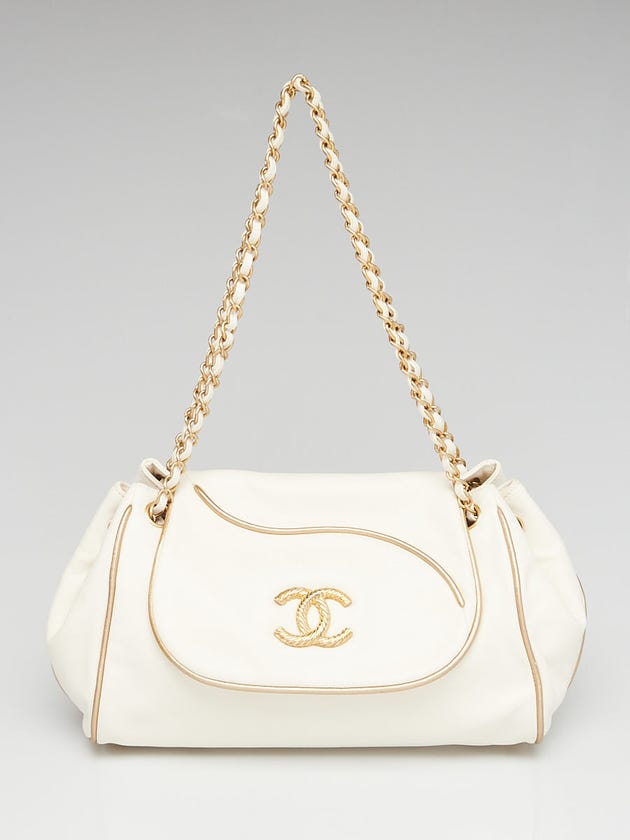 Chanel White Leather Paris-Moscow Constructivism Accordion Flap Bag