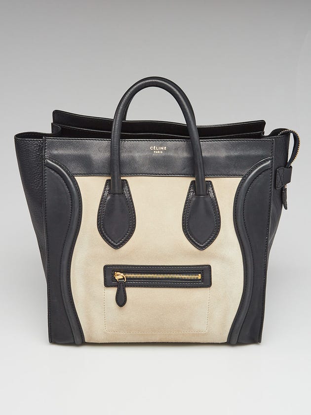 Celine Leopard Black Leather and Beige Nubuck Medium Luggage Shopper Tote Bag
