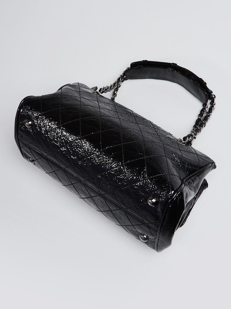 Chanel Black Quilted Patent Leather Ritz Flap Bag - Yoogi's Closet