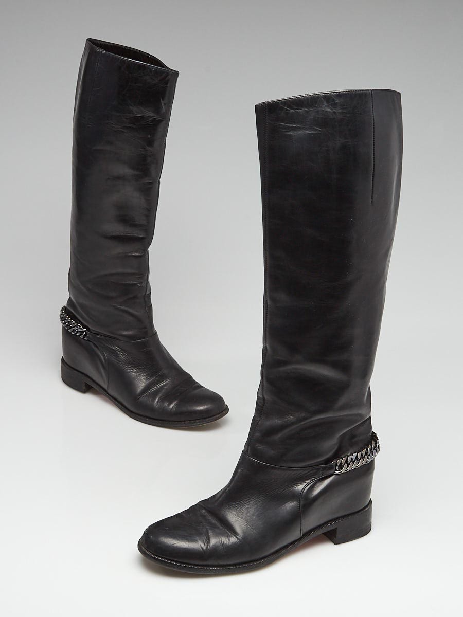 Christian Louboutin - Authenticated Boots - Patent Leather Black Plain for Women, Very Good Condition