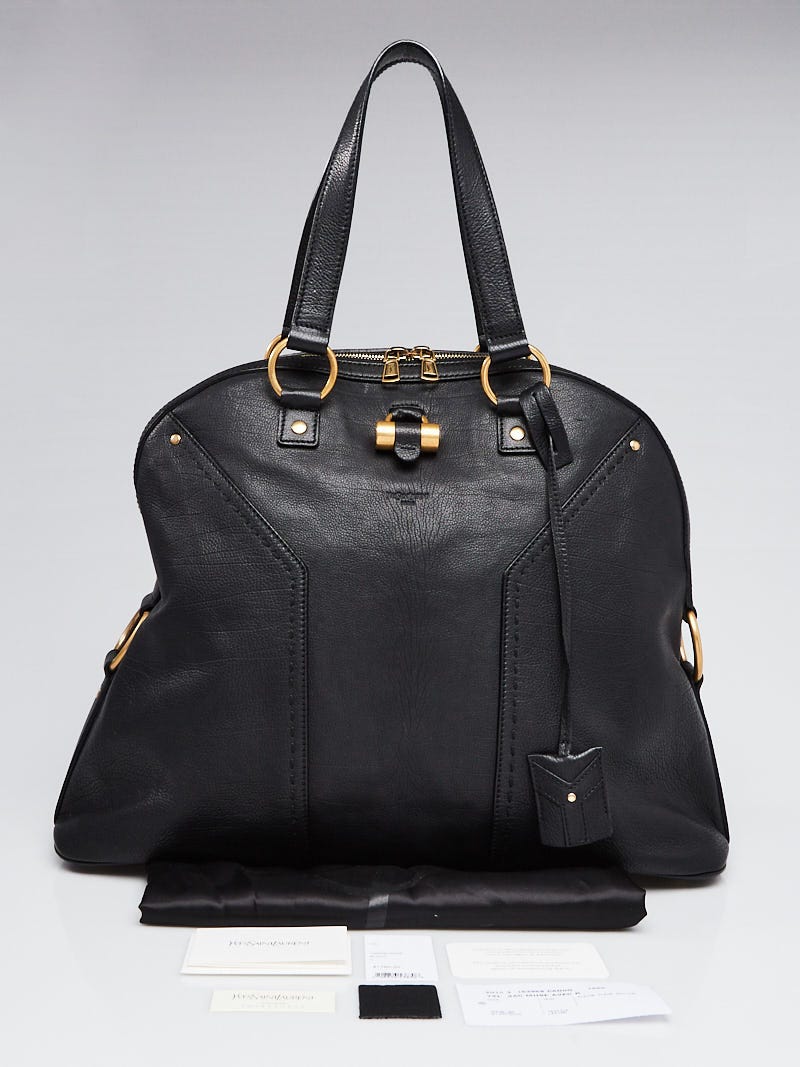 Yves Saint Laurent Black Calfskin Leather Oversized Muse Bag