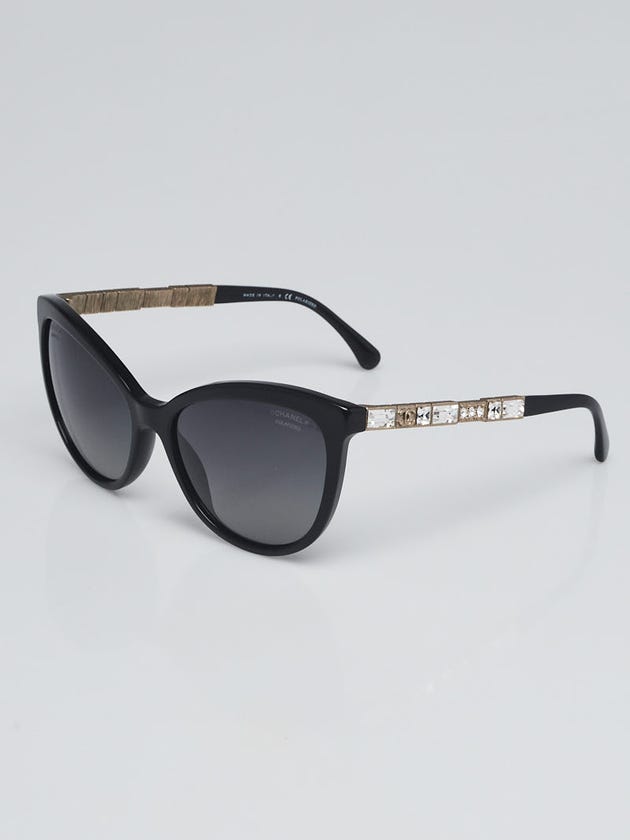 Chanel Black Cat Eye Acetate Frame and Crystals Bijou Sunglasses-5307