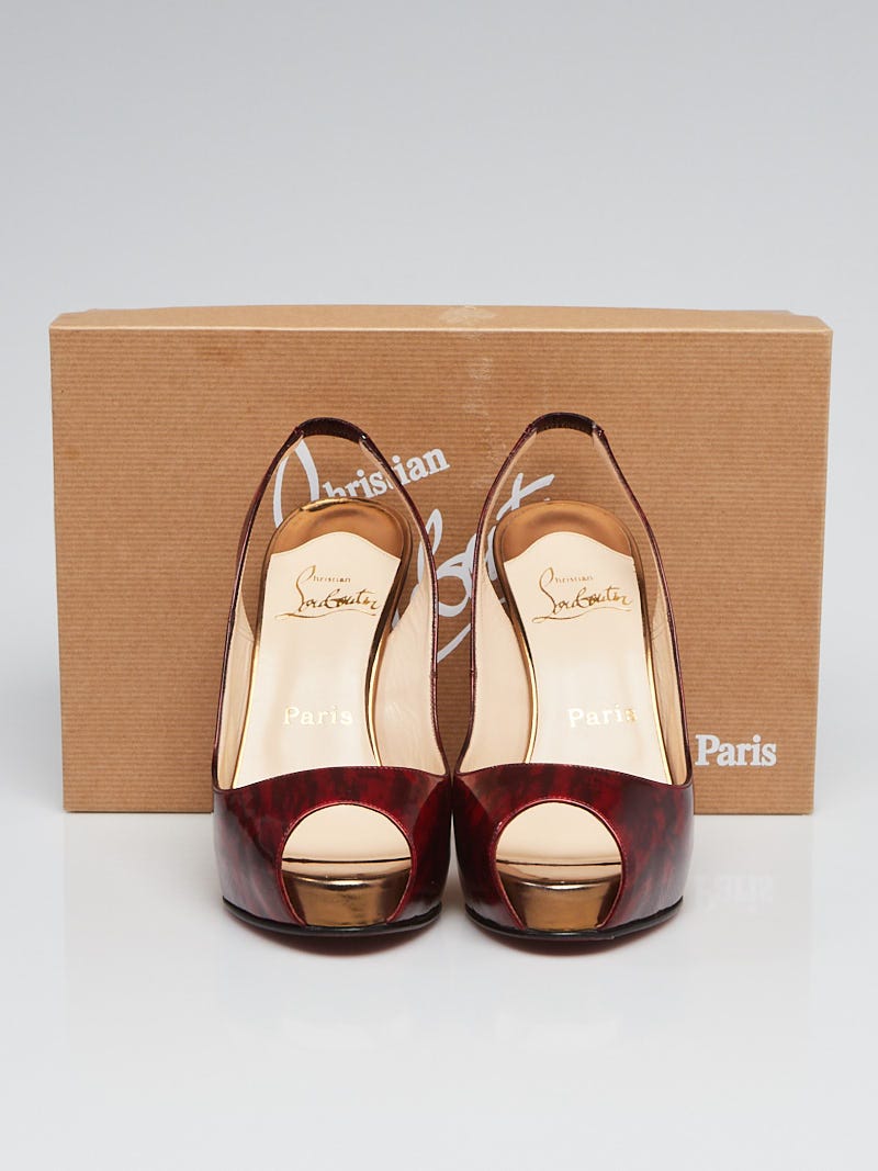 Christian Louboutin Bronze and Red Patent Leather No Prive
