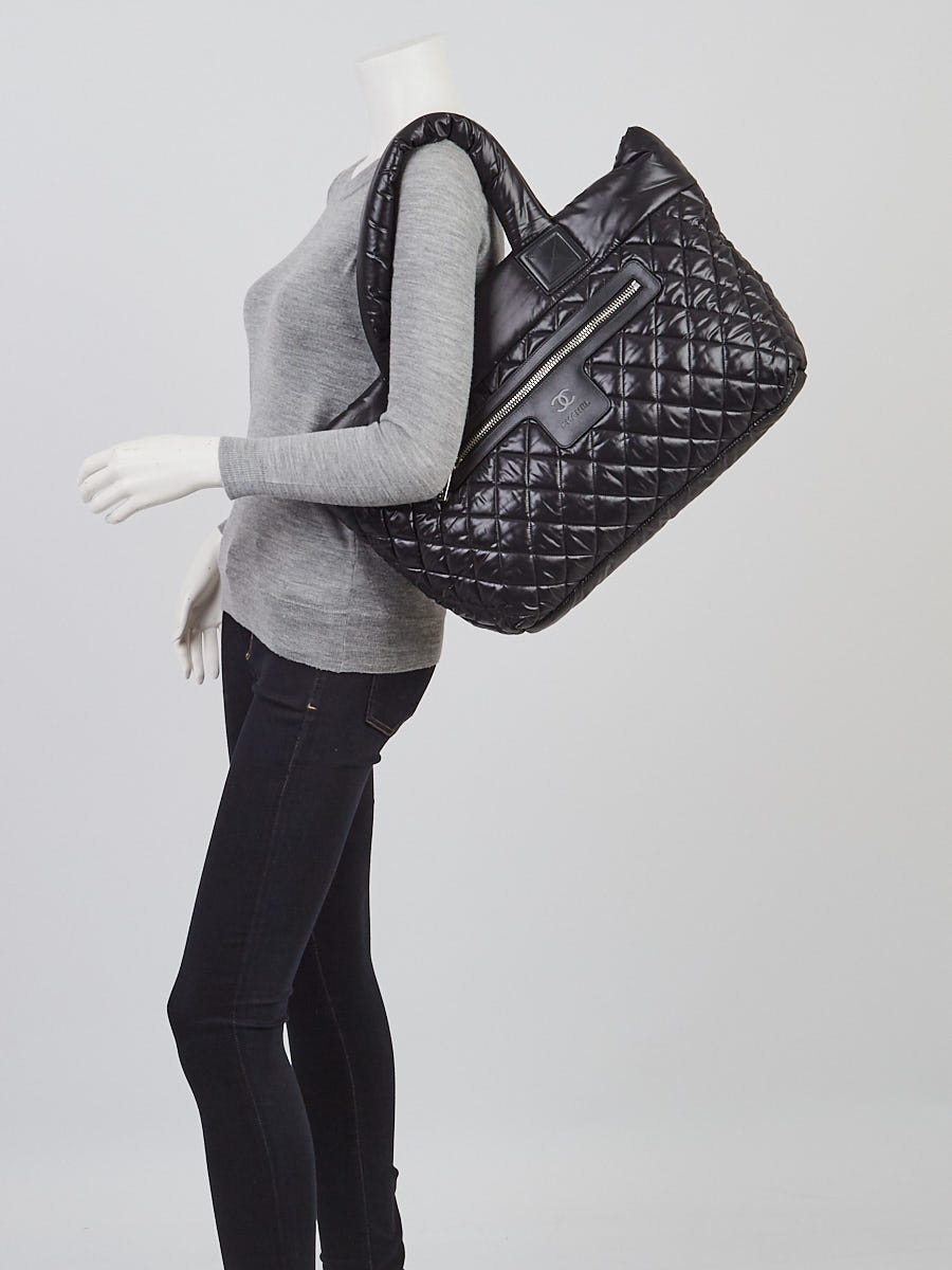 Chanel Black/Burgundy Quilted Nylon Reversible Coco Cocoon Tote Bag -  Yoogi's Closet
