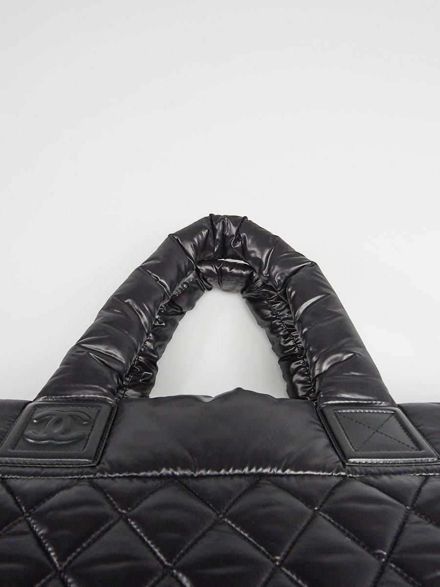 Chanel Black/Burgundy Quilted Nylon Reversible Coco Cocoon Tote
