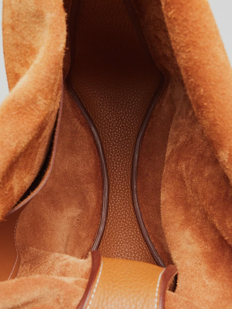 Hermes 24cm Gold Swift and Clemence Leather Virevolte Bag