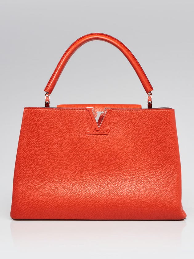 Louis Vuitton Clementine Taurillon Leather Capucines MM Bag