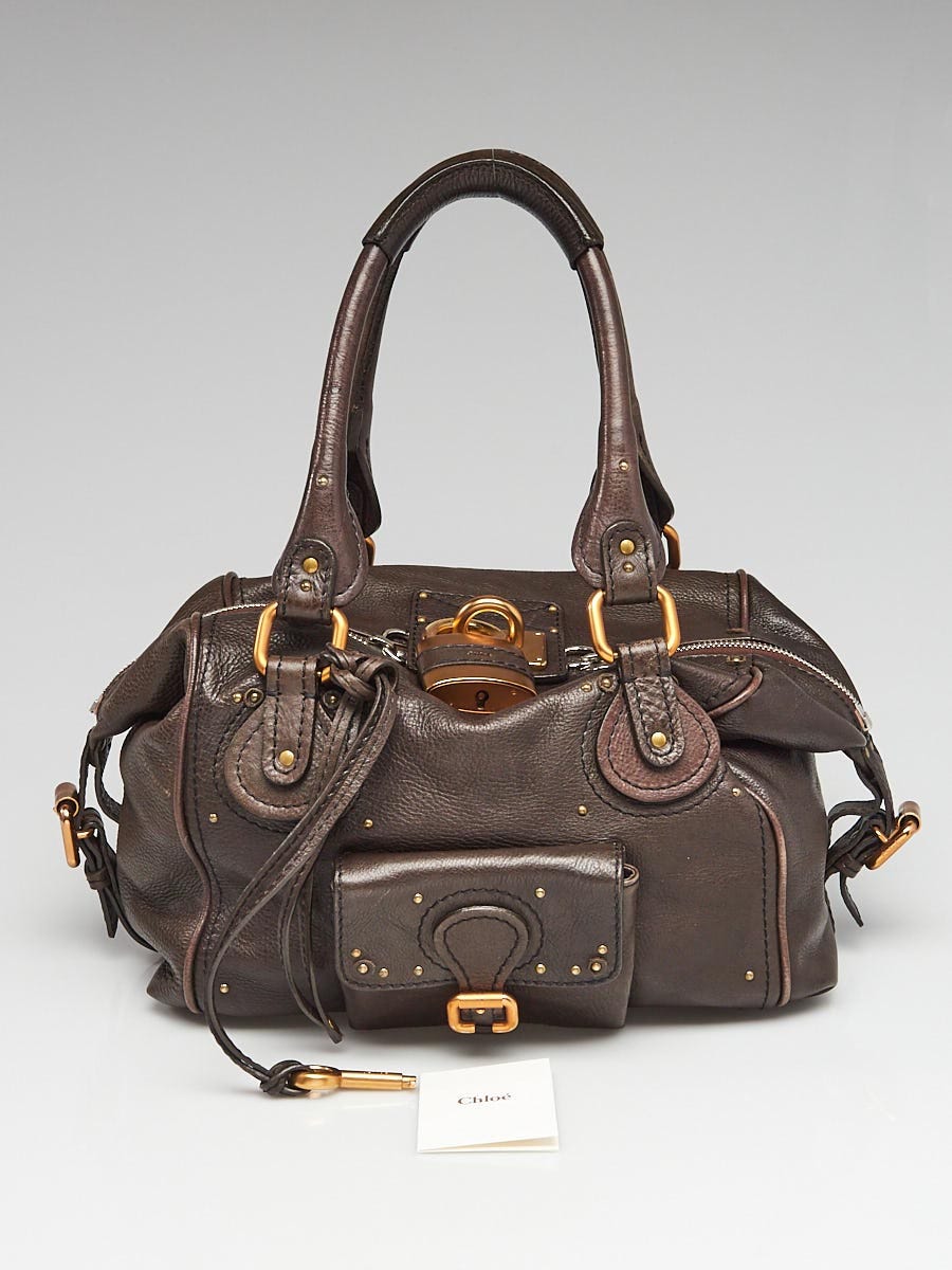Chloe Moka Pebbled Leather Paddington Front Pocket Satchel Bag