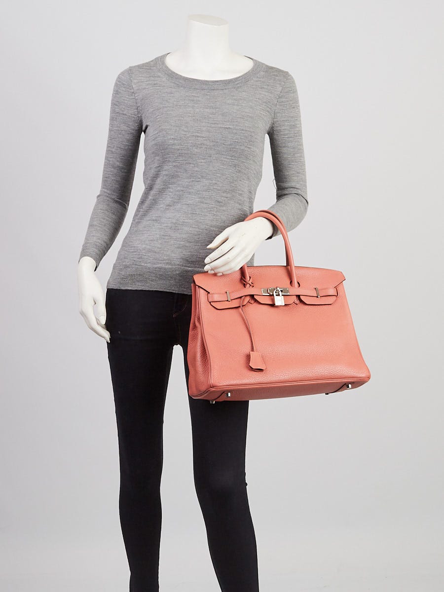 Hermes Brique Epsom/Rose Azalee Clemence Leather Petit H Reversible Snowman  Bag Charm - Yoogi's Closet