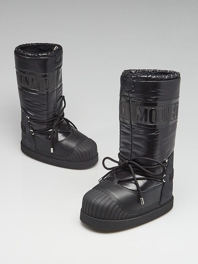 Moncler Black Nylon and Leather Venus Shell Moon Boots Size 35-36/6