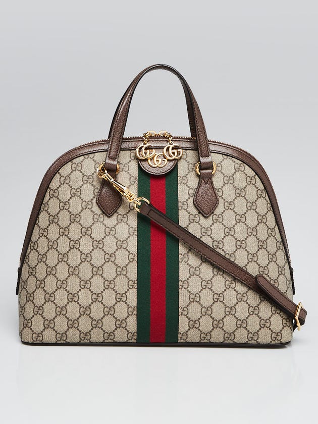 Gucci Beige/Ebony GG Coated Canvas Top Handle Medium Ophidia Bag