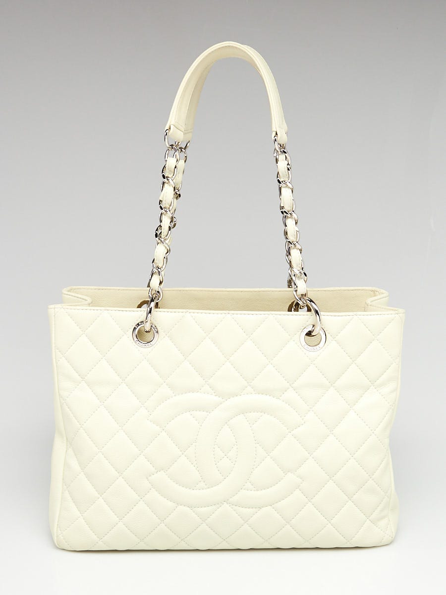 Chanel Bone Quilted Caviar Leather Grand Shopping Tote Bag - Yoogi's Closet