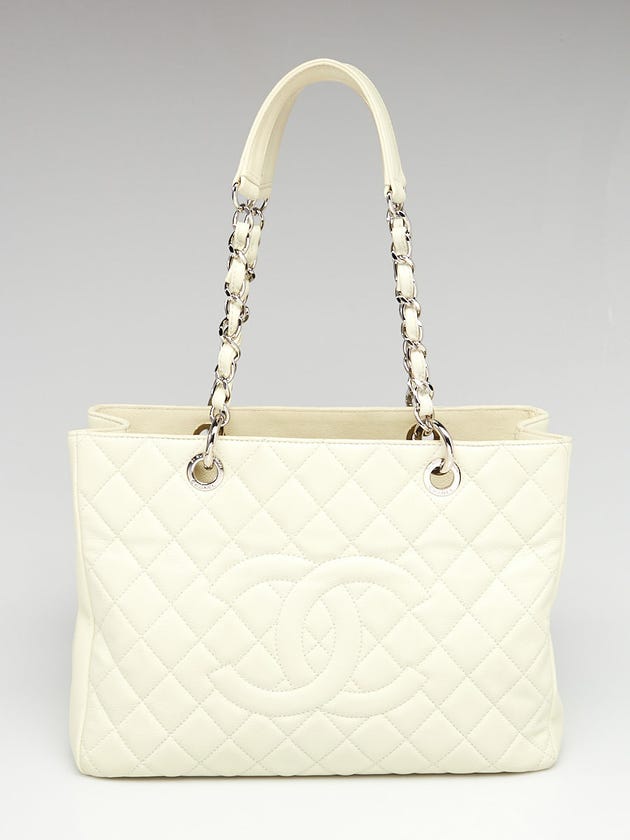 Chanel Bone Quilted Caviar Leather Grand Shopping Tote Bag