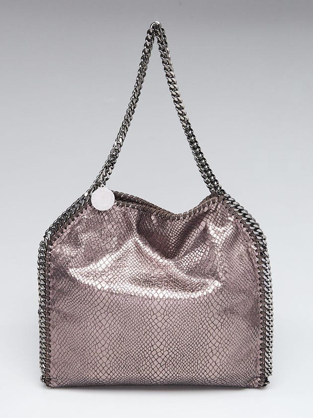 Stella McCartney Grey Metallic Faux-Python Falabella Small Tote Bag