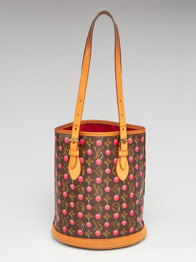 Louis Vuitton Limited Edition Monogram Cerises Bucket Bag w/ Accessories Pochette