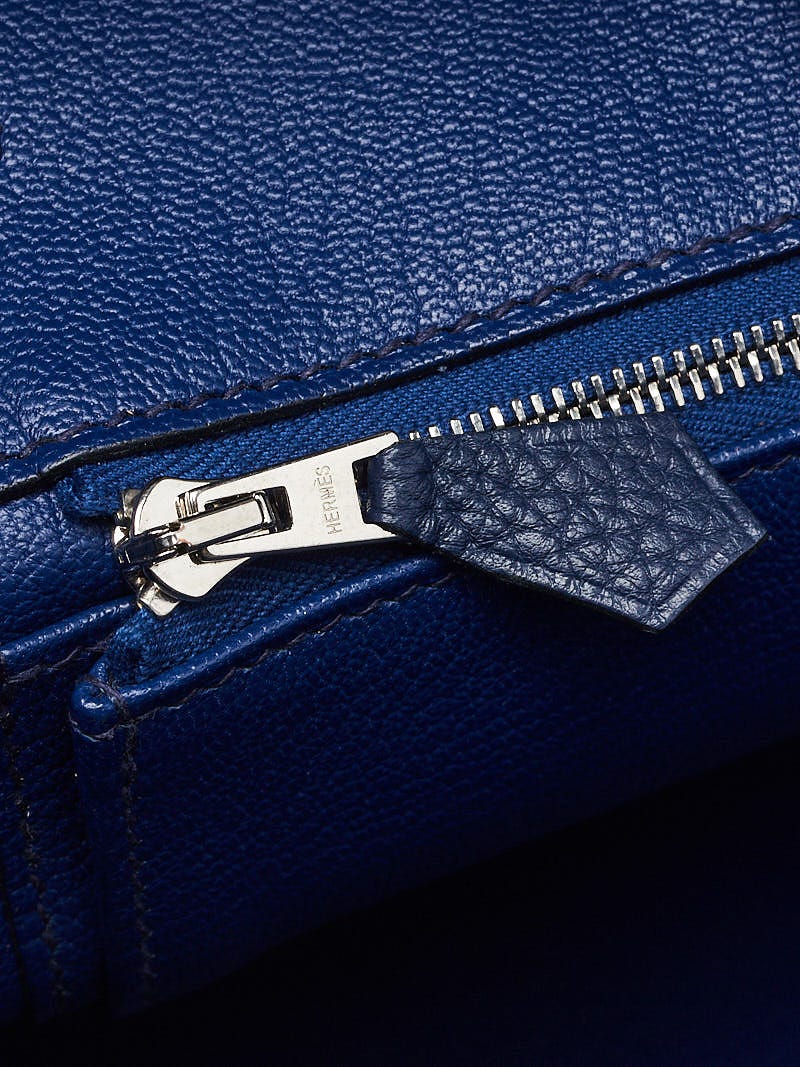 Hermes 35cm Bi-Color Blue Obscur/Saphir Clemence Leather Palladium Plated Birkin  Bag - Yoogi's Closet