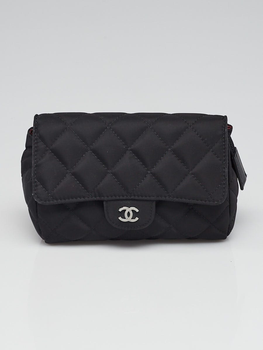 Chanel Quilted Black Nylon CC Cosmetic Bag Yoogi s Closet