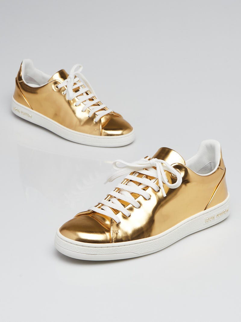 Louis Vuitton Gold Patent Leather Frontrow Sneakers Size 5.5/36