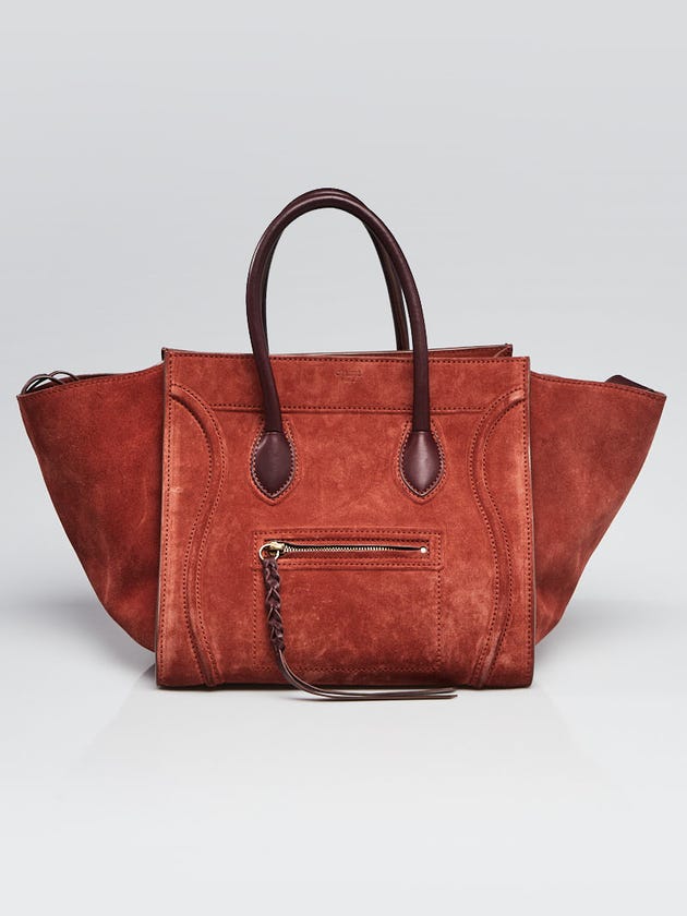 Celine Red Suede and Leather Medium Phantom Cabas Bag