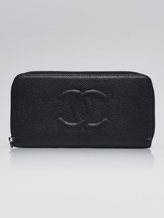 Chanel Black Caviar Leather Timeless L-Gusset Zippy Wallet