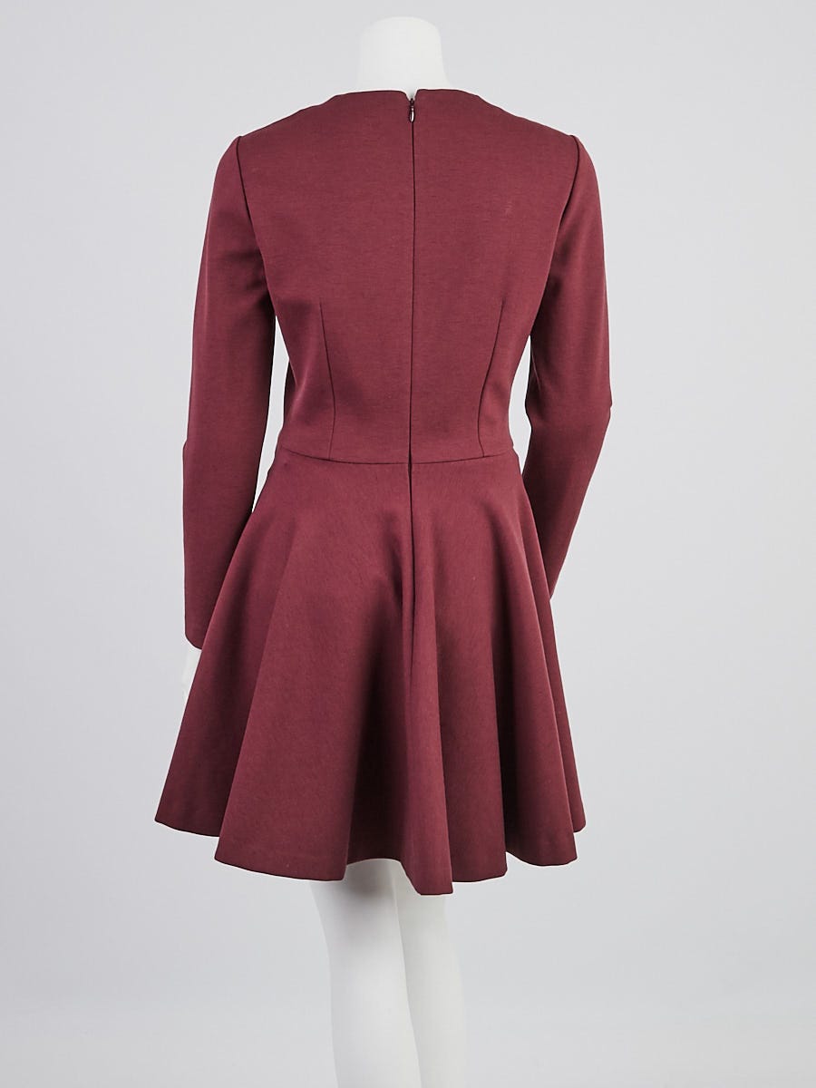 Alexander McQueen Burgundy Wool Blend Scoop Neck Dress Size 8/42