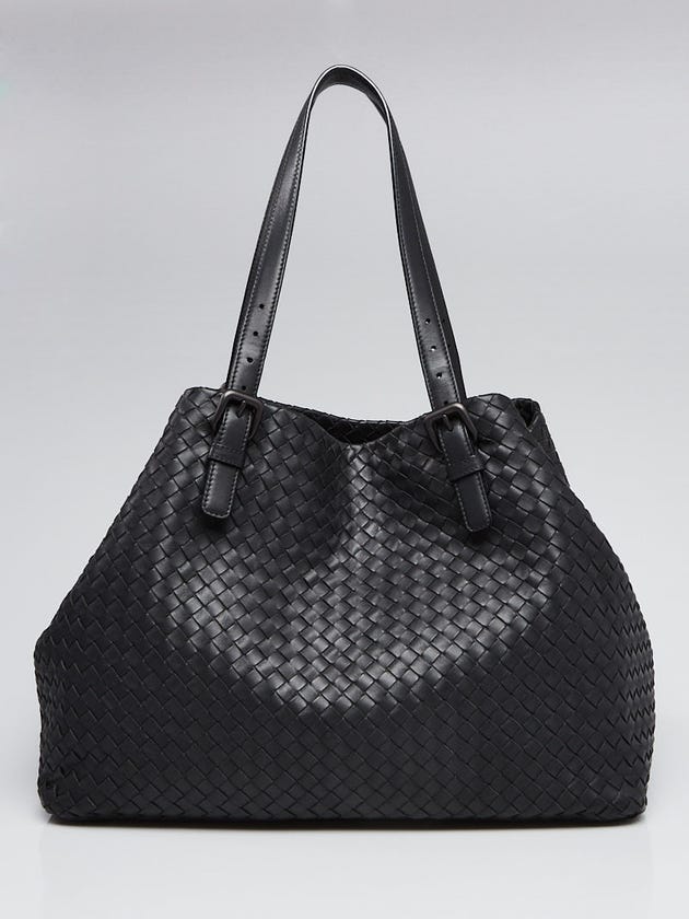 Bottega Veneta Dark Grey Intrecciato Woven Nappa Leather Large Tote Bag