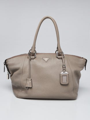 Prada Larice Saffiano Leather Front Pocket Tote Bag - Yoogi's Closet