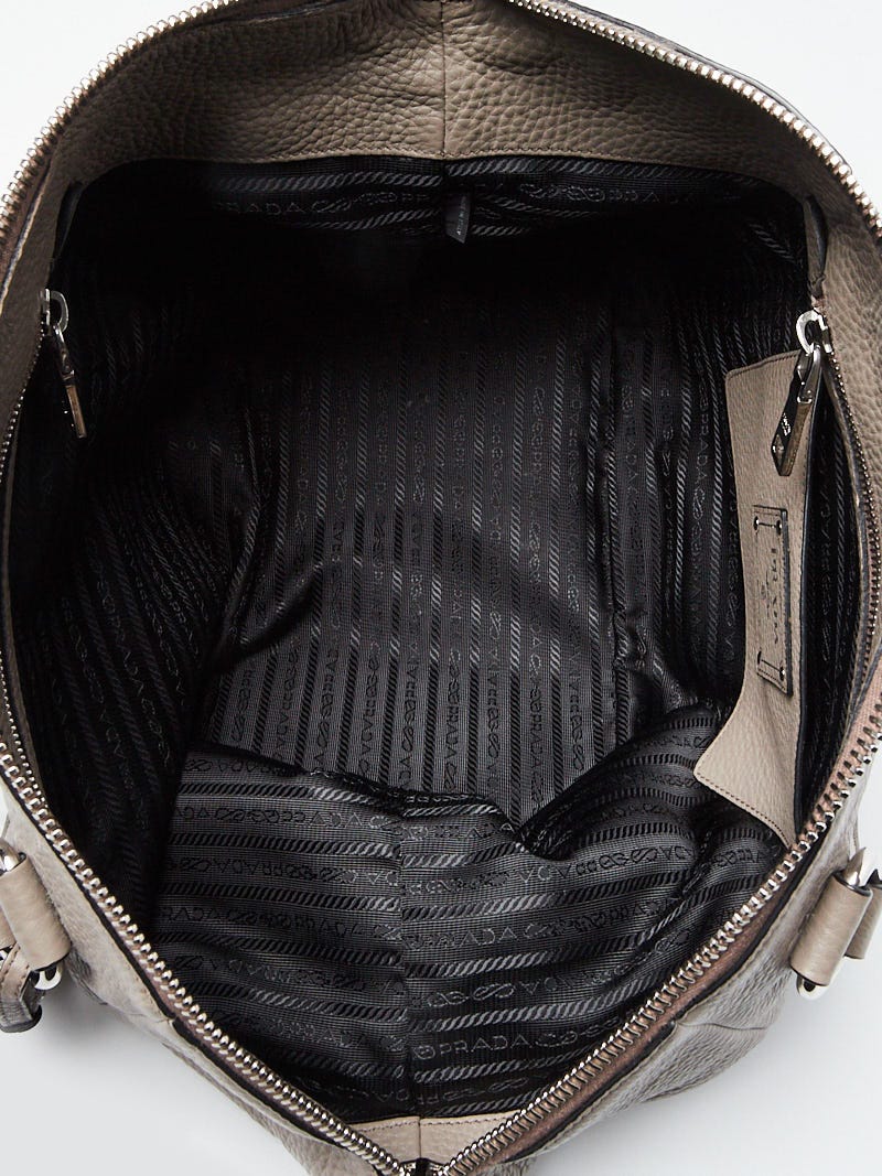 Prada Agrilla Vitello Daino Leather Double Handle Satchel Bag 