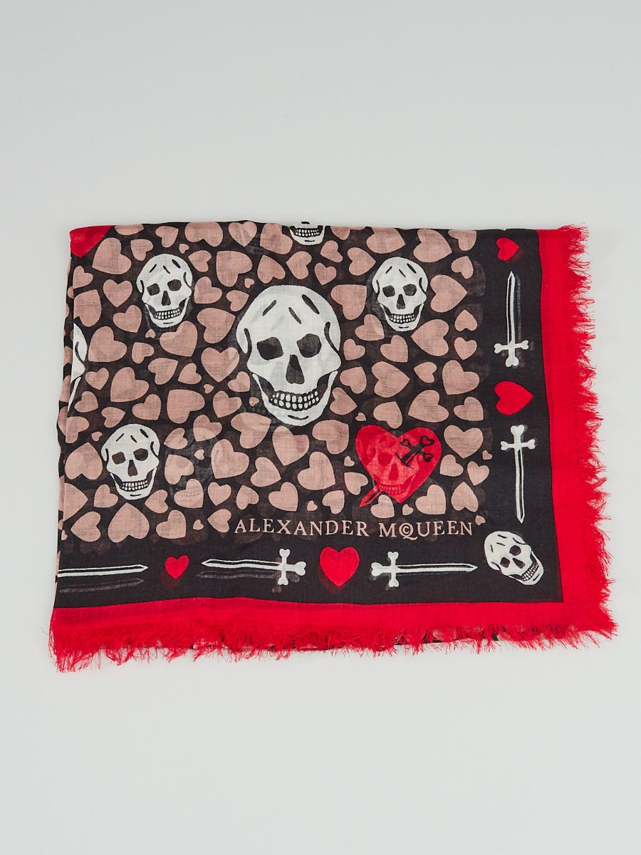 Alexander McQueen Black/Red/Pink Modal/Silk Dagger and Hearts