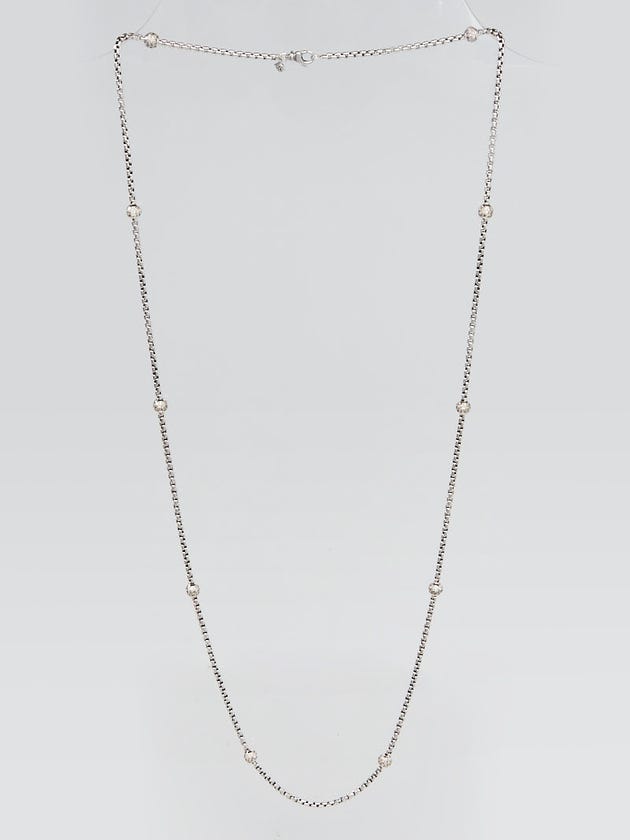 David Yurman Sterling Silver and Diamond Bead Station Chain Necklace