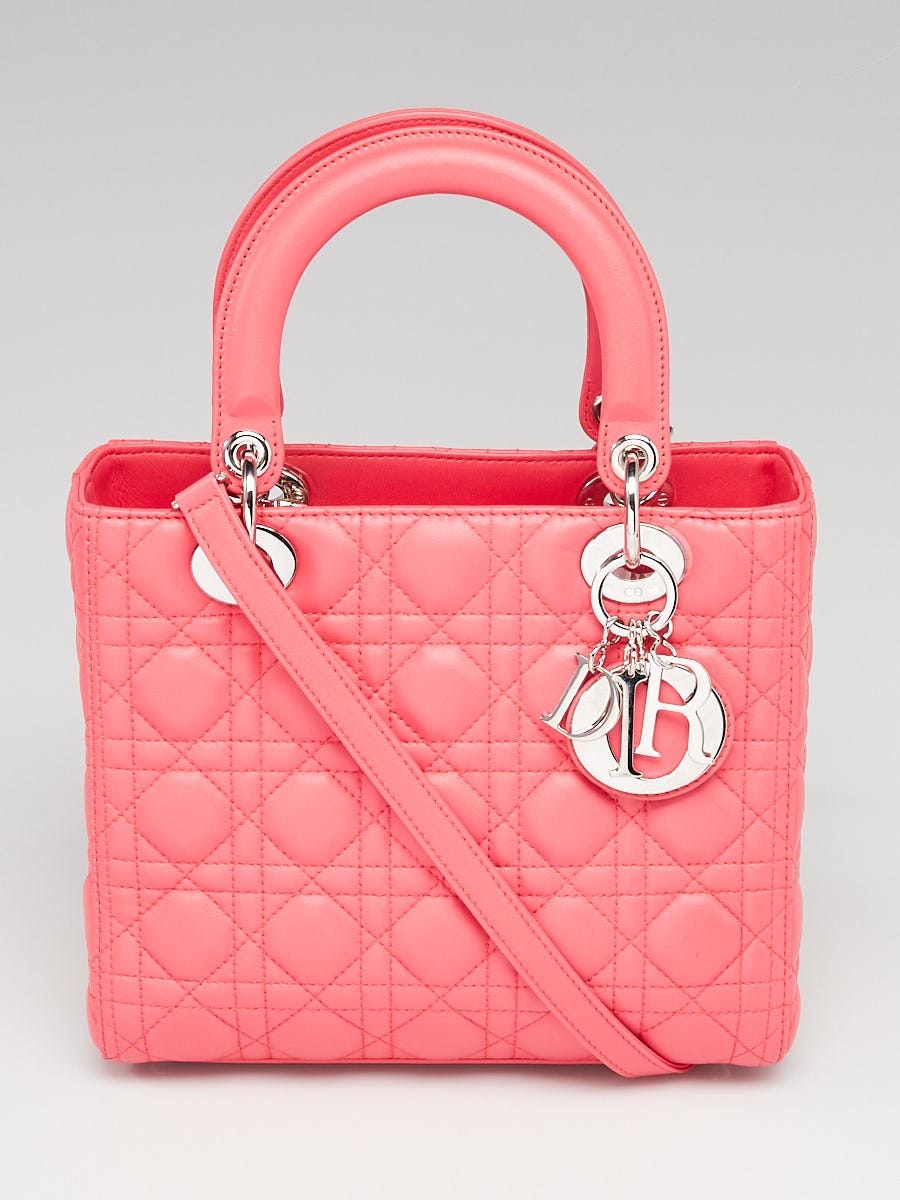 Christian Dior Light Coral Cannage Quilted Lambskin Leather Medium Lady  Dior Bag - Yoogi's Closet