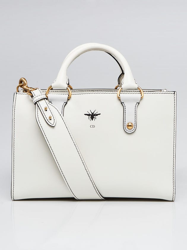 Christian Dior White Leather D-Bee Bag