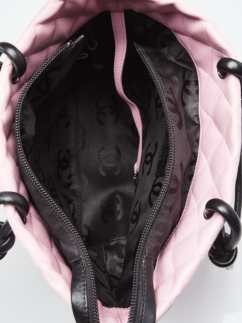 Chanel Pink/Black Quilted Cambon Ligne Medium Tote Bag - Yoogi's