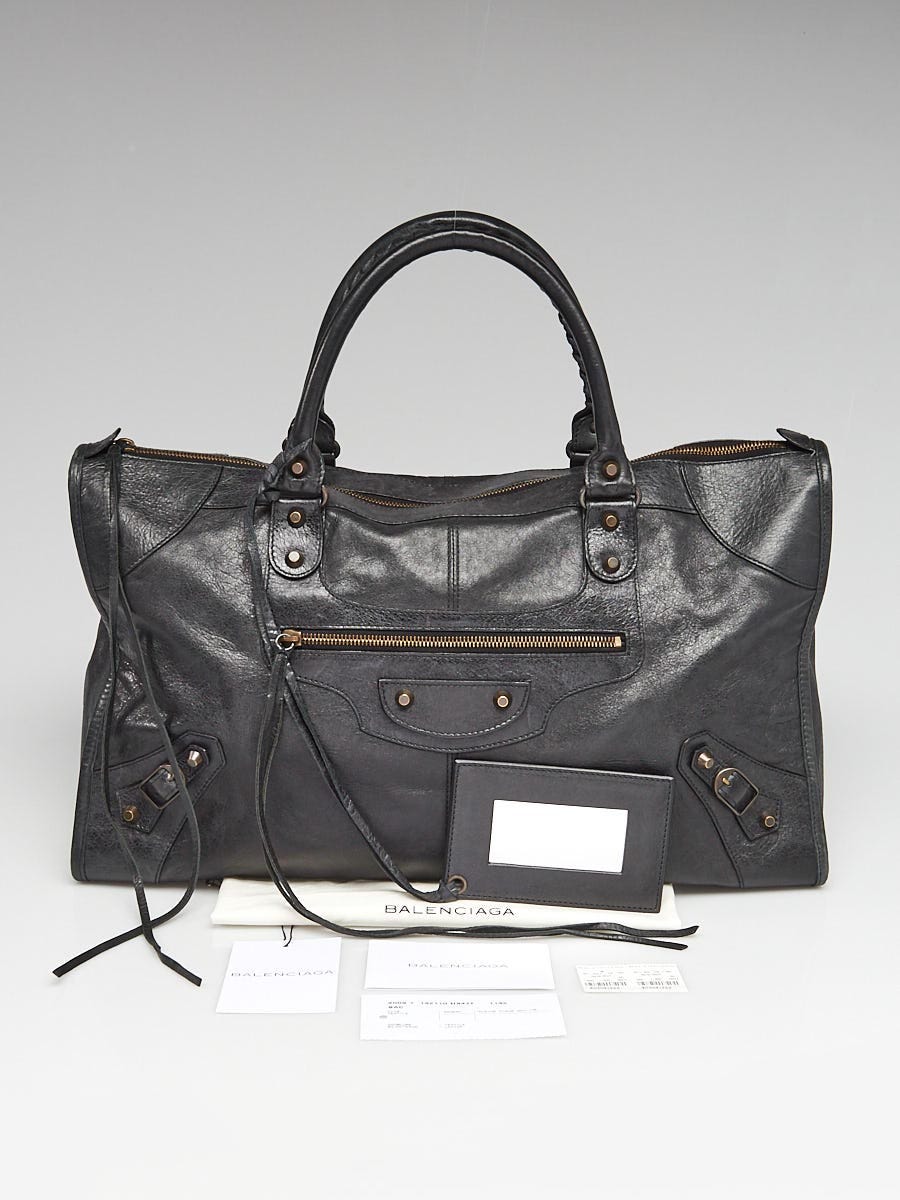 Balenciaga Black Lambskin Leather Motorcycle Work Bag | Yoogi's Closet