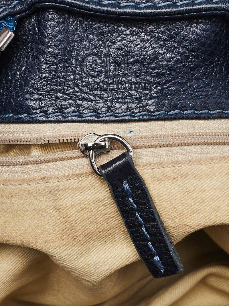 Chloe Navy Blue Leather Paddington Medium Satchel Bag | Yoogi's Closet